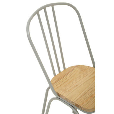 District Natural Elm Wood and Grey Finish Metal Dining Chair