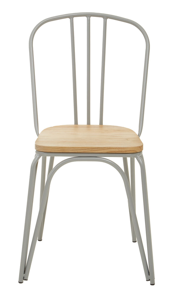 District Natural Elm Wood and Grey Finish Metal Dining Chair