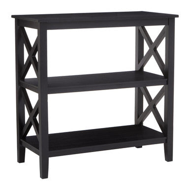 Heritage Black Wooden 2 Tier Bookshelf with Cross Detail