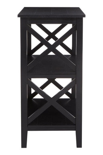 Heritage Black Wooden 2 Tier Bookshelf with Cross Detail