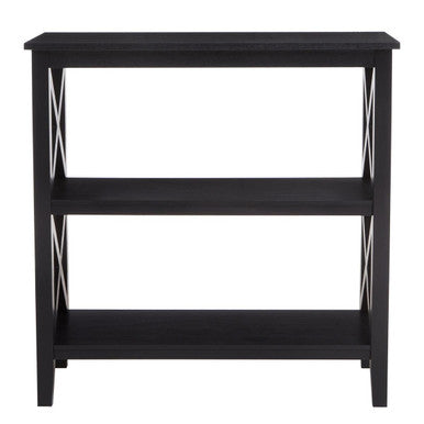 Heritage Black Wooden 2 Tier Bookshelf with Cross Detail