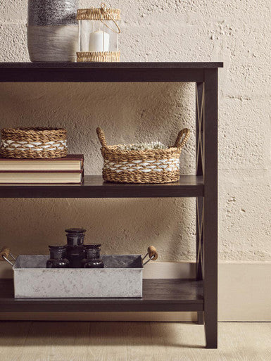 Heritage Black Wooden 2 Tier Bookshelf with Cross Detail