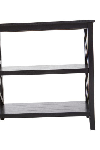Heritage Black Wooden 2 Tier Bookshelf with Cross Detail