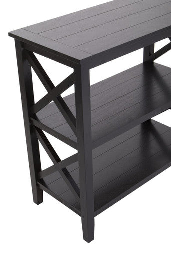 Heritage Black Wooden 2 Tier Bookshelf with Cross Detail