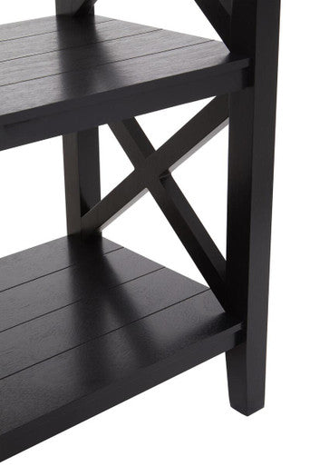 Heritage Black Wooden 2 Tier Bookshelf with Cross Detail