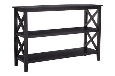 Heritage Black Wooden Large 2 Tier Bookshelf with Cross Detail