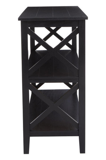 Heritage Black Wooden Large 2 Tier Bookshelf with Cross Detail