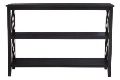 Heritage Black Wooden Large 2 Tier Bookshelf with Cross Detail