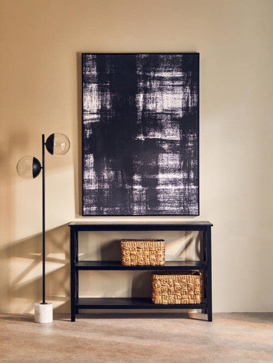 Heritage Black Wooden Large 2 Tier Bookshelf with Cross Detail