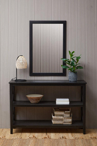 Heritage Black Wooden Large 2 Tier Bookshelf with Cross Detail