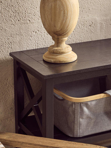 Heritage Black Wooden Large 2 Tier Bookshelf with Cross Detail