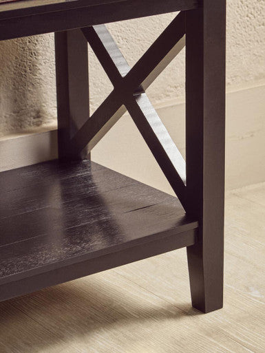 Heritage Black Wooden Large 2 Tier Bookshelf with Cross Detail