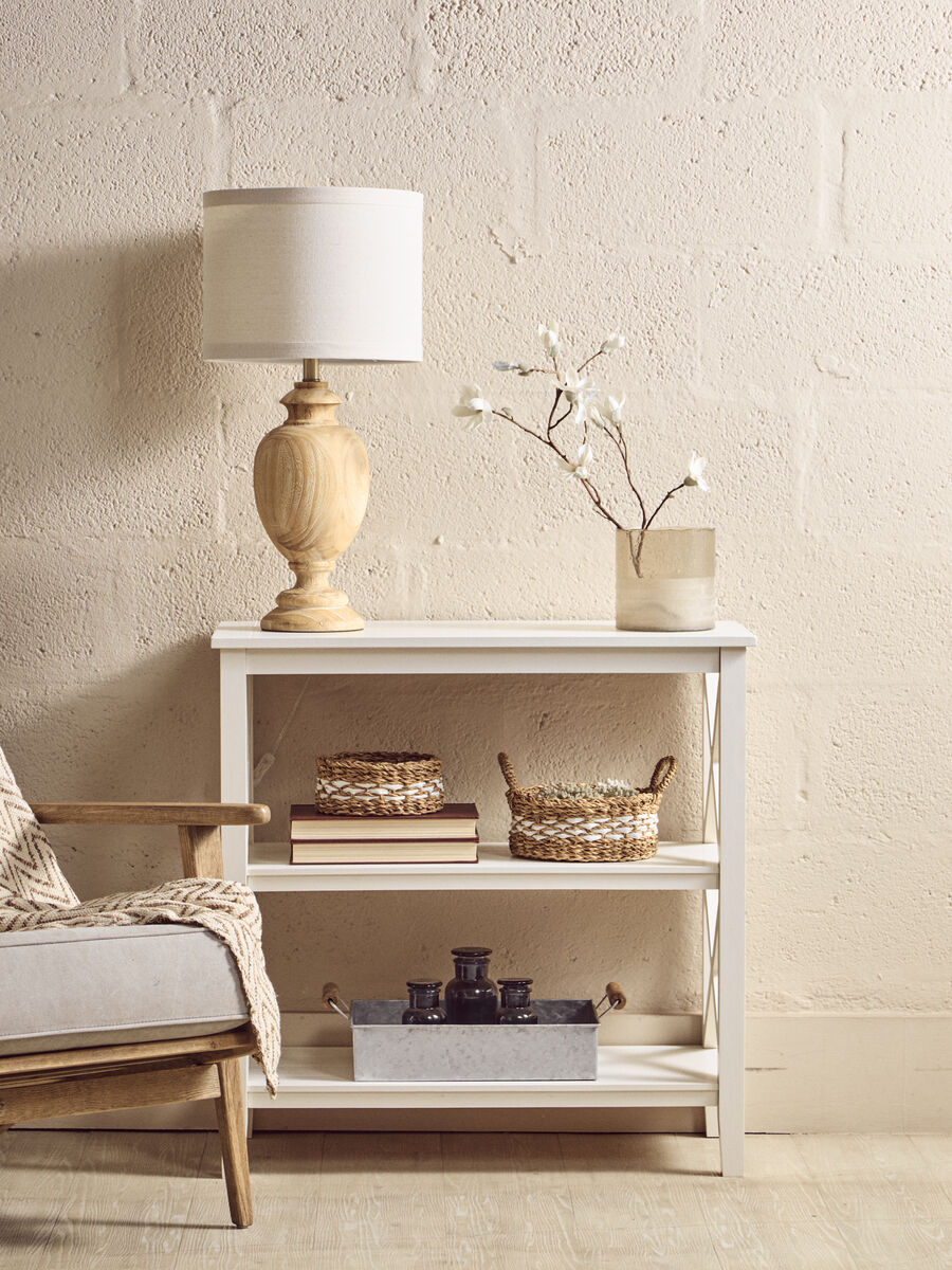 Heritage White Wooden 2 Tier Bookshelf with Cross Detail