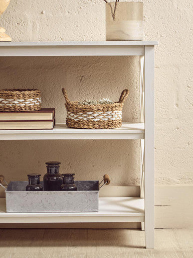 Heritage White Wooden 2 Tier Bookshelf with Cross Detail