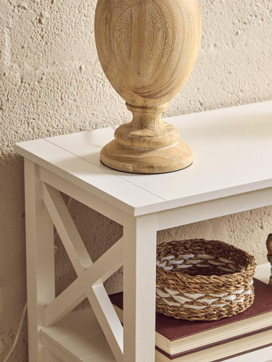 Heritage White Wooden 2 Tier Bookshelf with Cross Detail