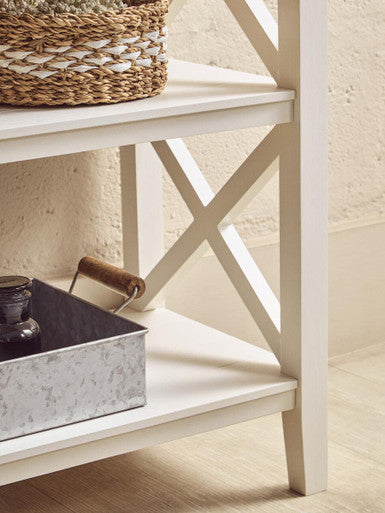 Heritage White Wooden 2 Tier Bookshelf with Cross Detail