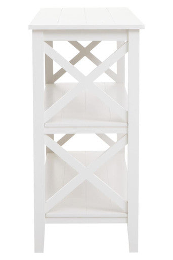 Heritage White Wooden Large 2 Tier Bookshelf with Cross Detail
