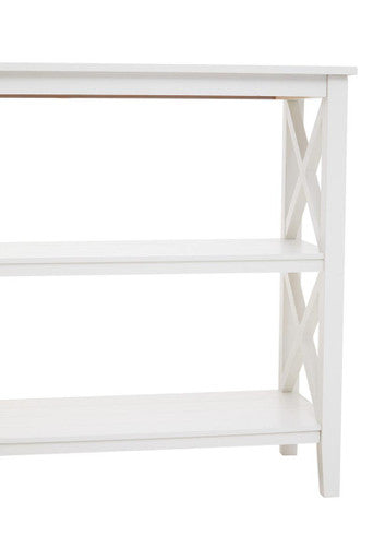 Heritage White Wooden Large 2 Tier Bookshelf with Cross Detail