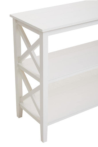 Heritage White Wooden Large 2 Tier Bookshelf with Cross Detail