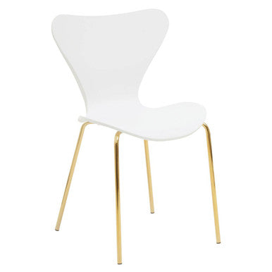 Laila White Dining Chair with Gold Finish Legs