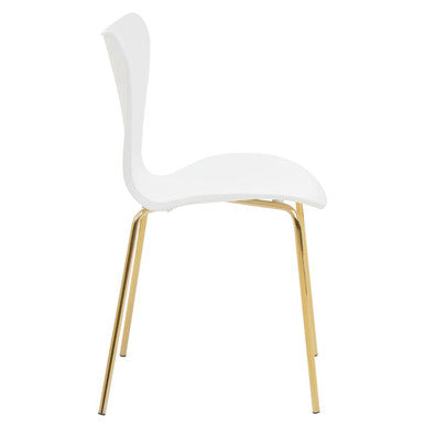 Laila White Dining Chair with Gold Finish Legs