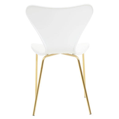 Laila White Dining Chair with Gold Finish Legs