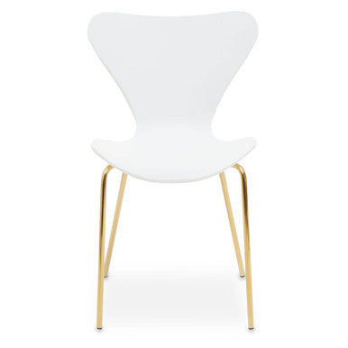 Laila White Dining Chair with Gold Finish Legs