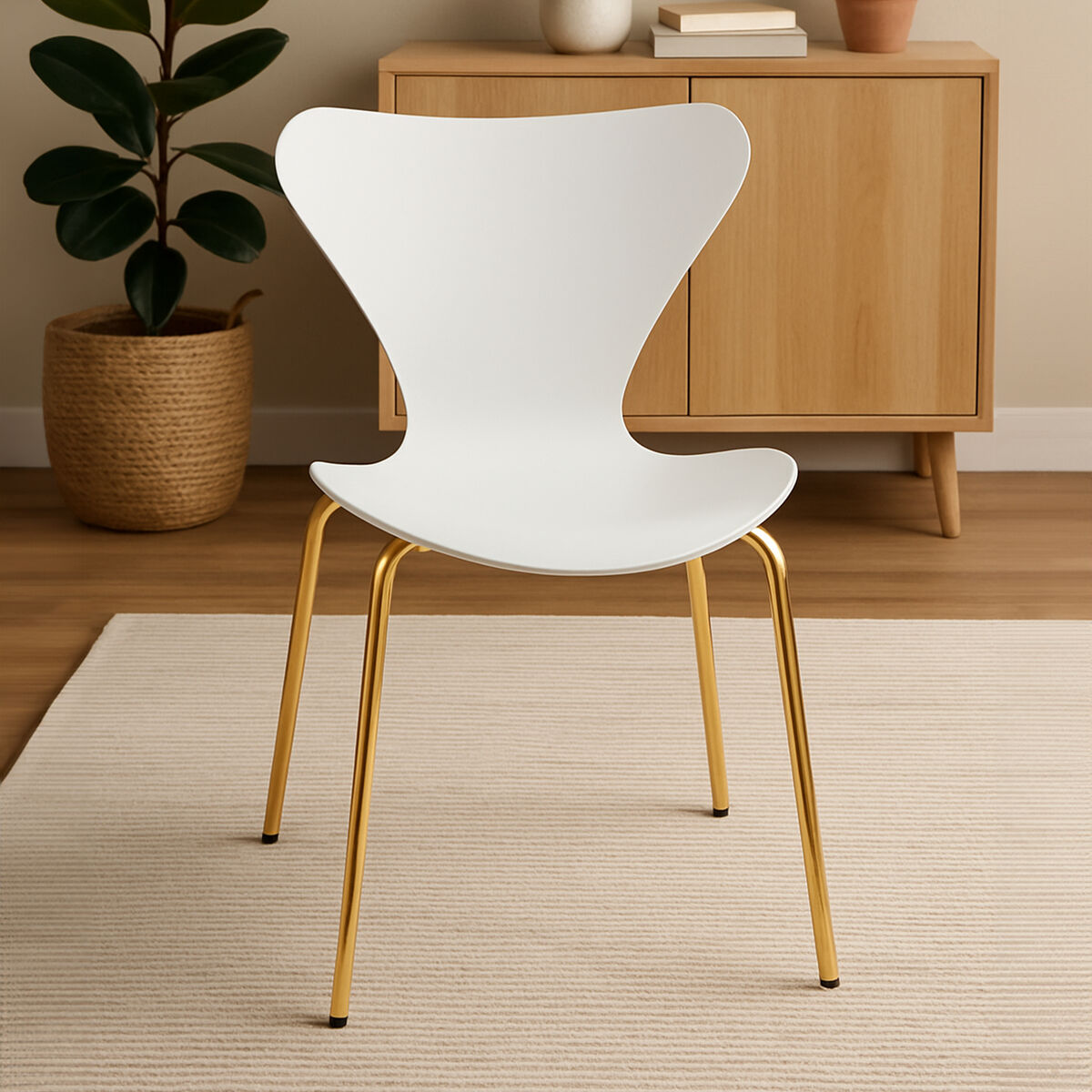 Laila White Dining Chair with Gold Finish Legs