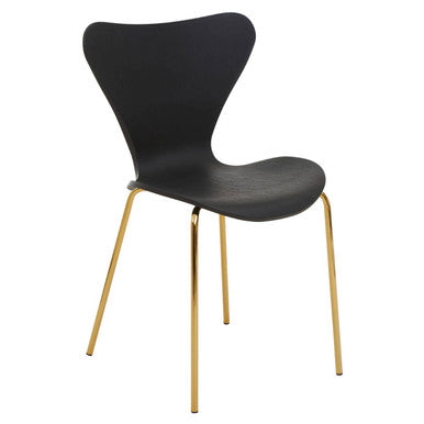 Laila Black Dining Chair with Gold Finish Legs