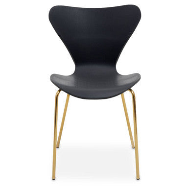 Laila Black Dining Chair with Gold Finish Legs