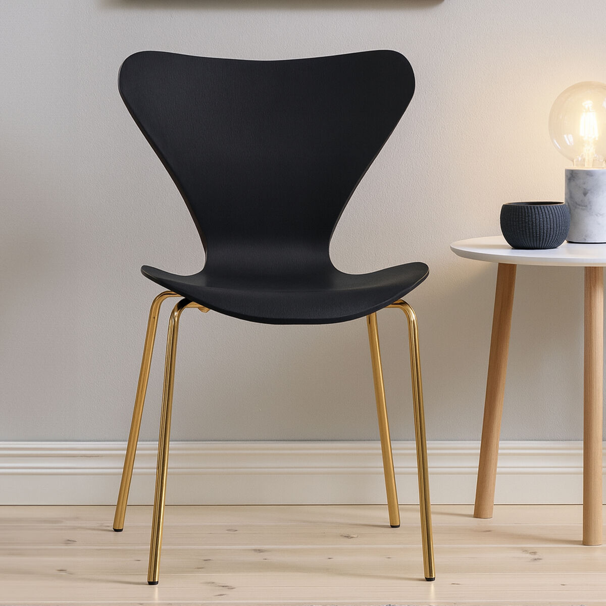 Laila Black Dining Chair with Gold Finish Legs