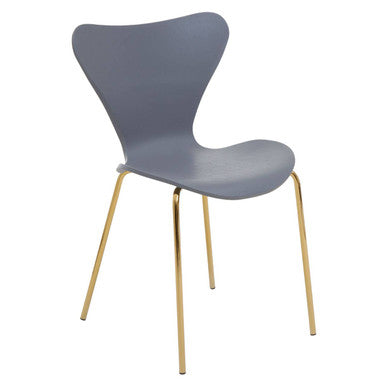 Laila Grey Moulded Plastic Dining Chair with Gold Legs