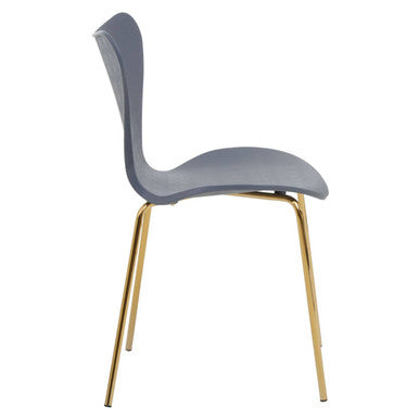 Laila Grey Moulded Plastic Dining Chair with Gold Legs