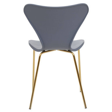 Laila Grey Moulded Plastic Dining Chair with Gold Legs
