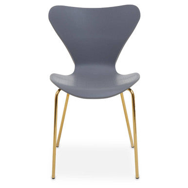 Laila Grey Moulded Plastic Dining Chair with Gold Legs