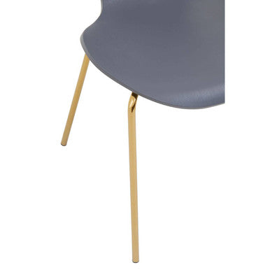 Laila Grey Moulded Plastic Dining Chair with Gold Legs