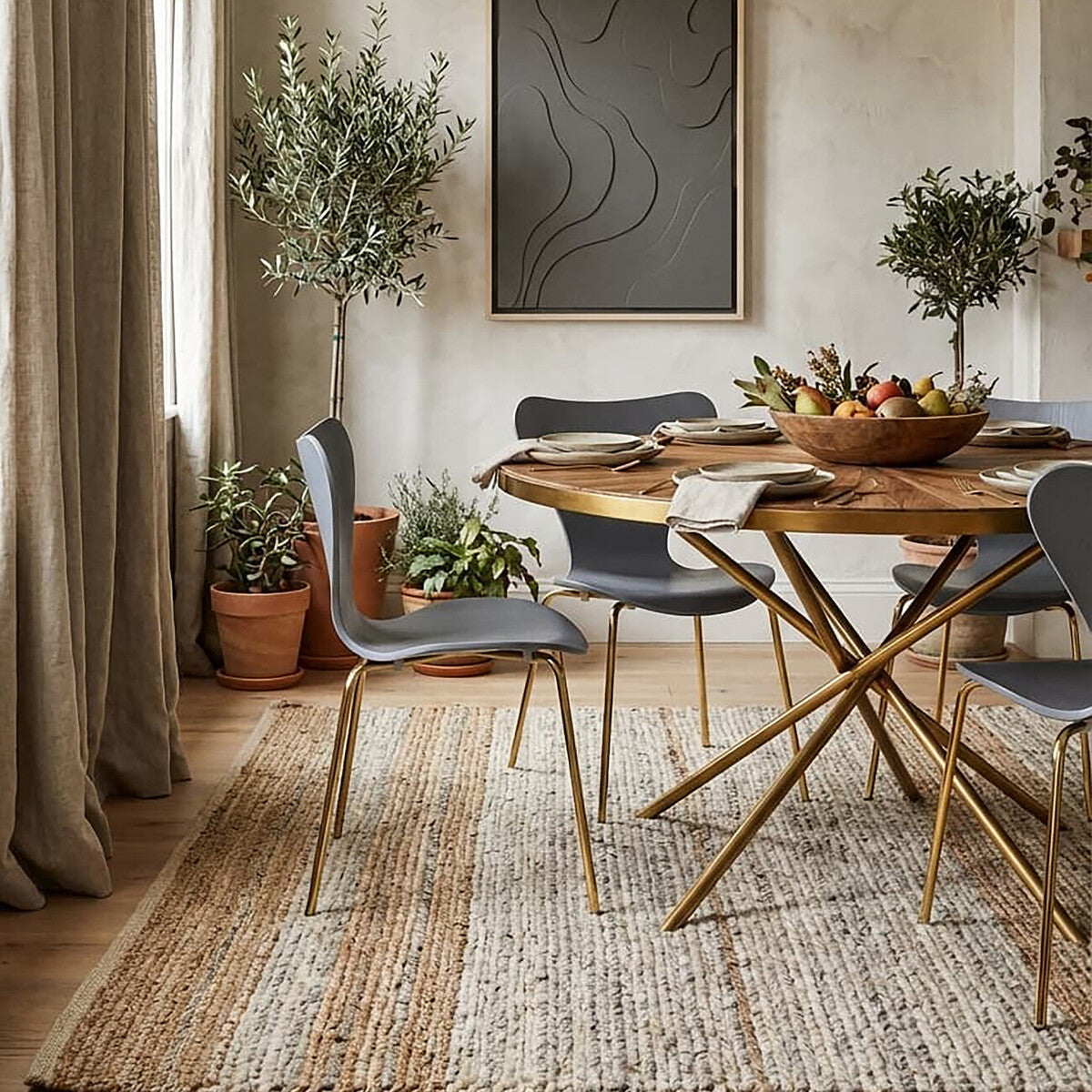 Laila Grey Moulded Plastic Dining Chair with Gold Legs