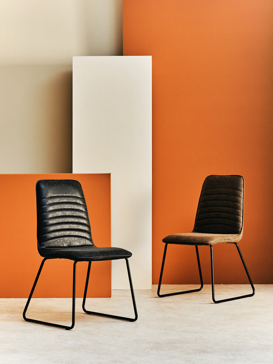 New Foundry Black Leather Effect Dining Chair