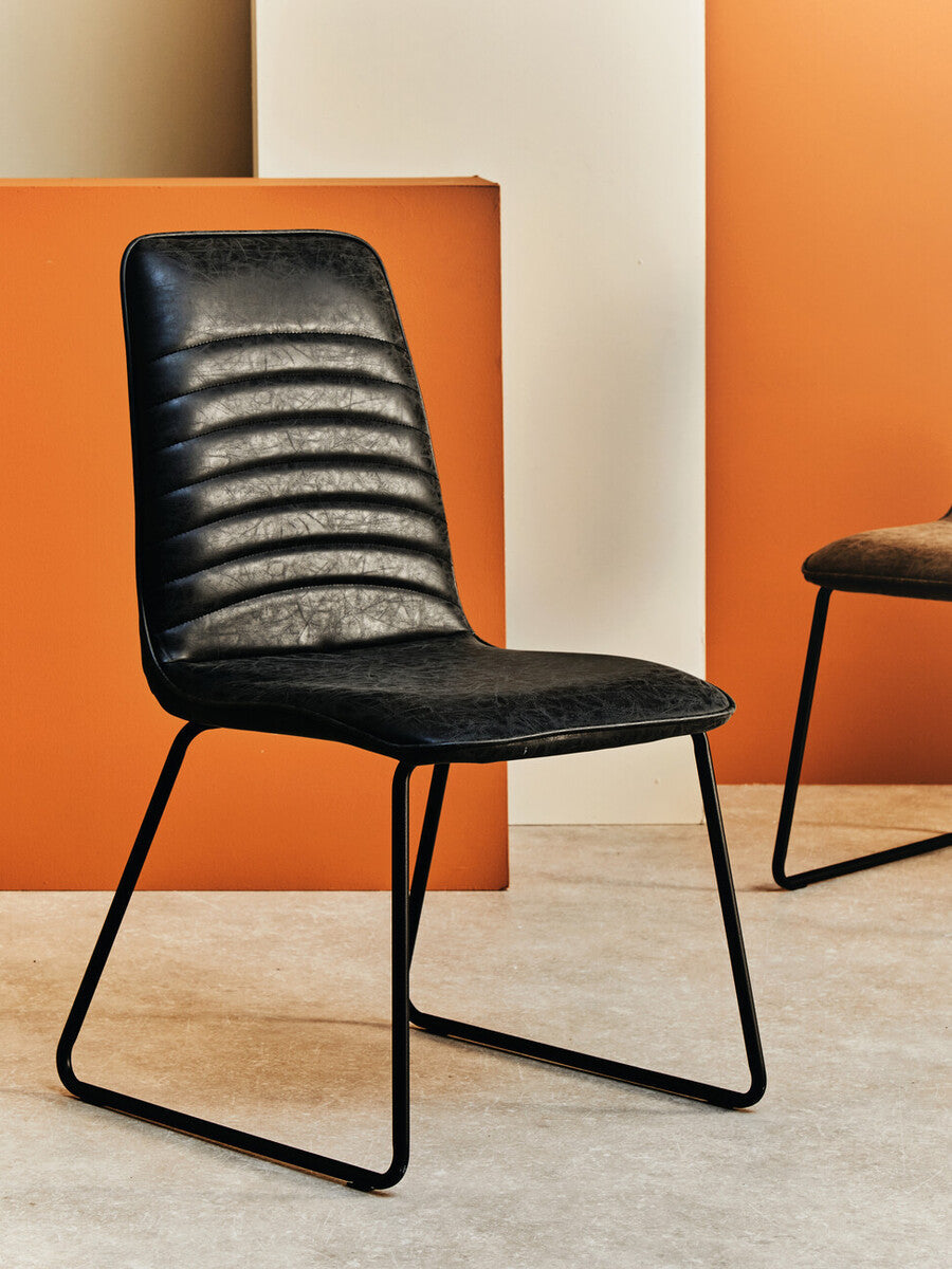 New Foundry Black Leather Effect Dining Chair
