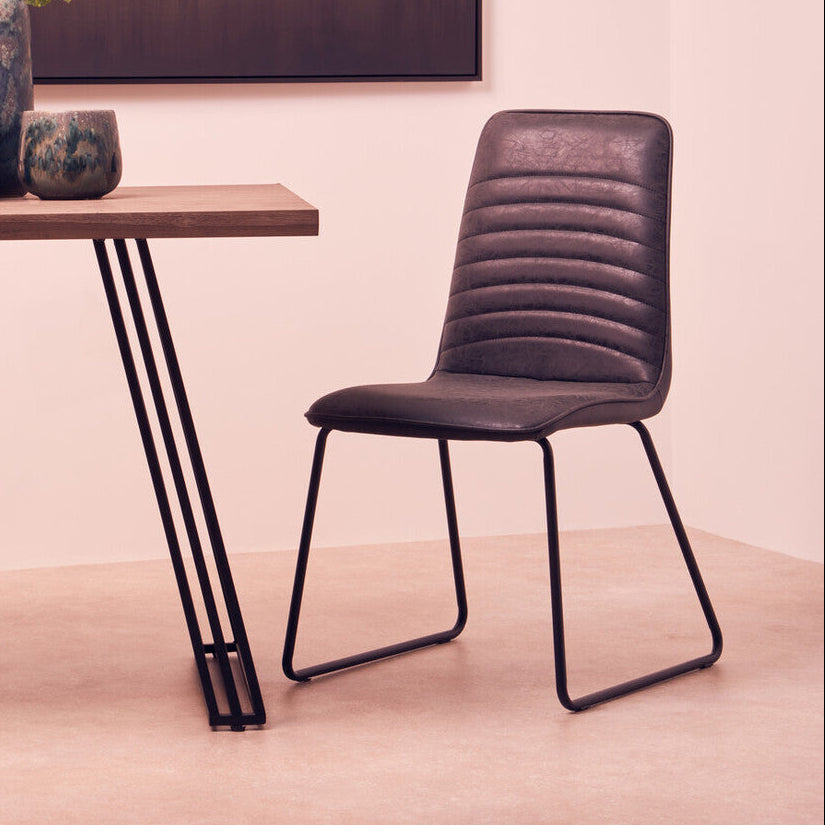 New Foundry Black Leather Effect Dining Chair
