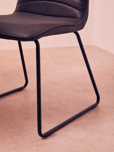 New Foundry Black Leather Effect Dining Chair