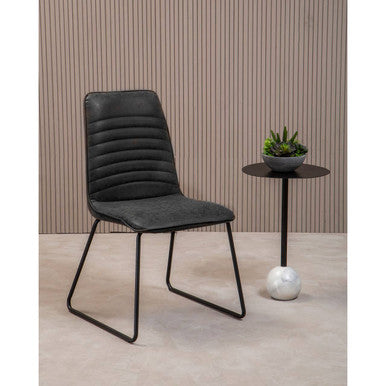 New Foundry Black Leather Effect Dining Chair