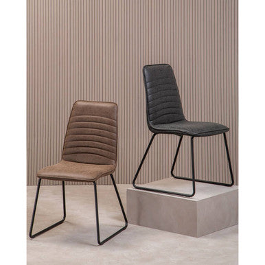New Foundry Black Leather Effect Dining Chair