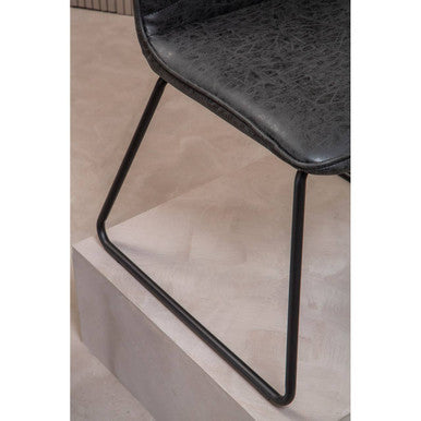 New Foundry Black Leather Effect Dining Chair