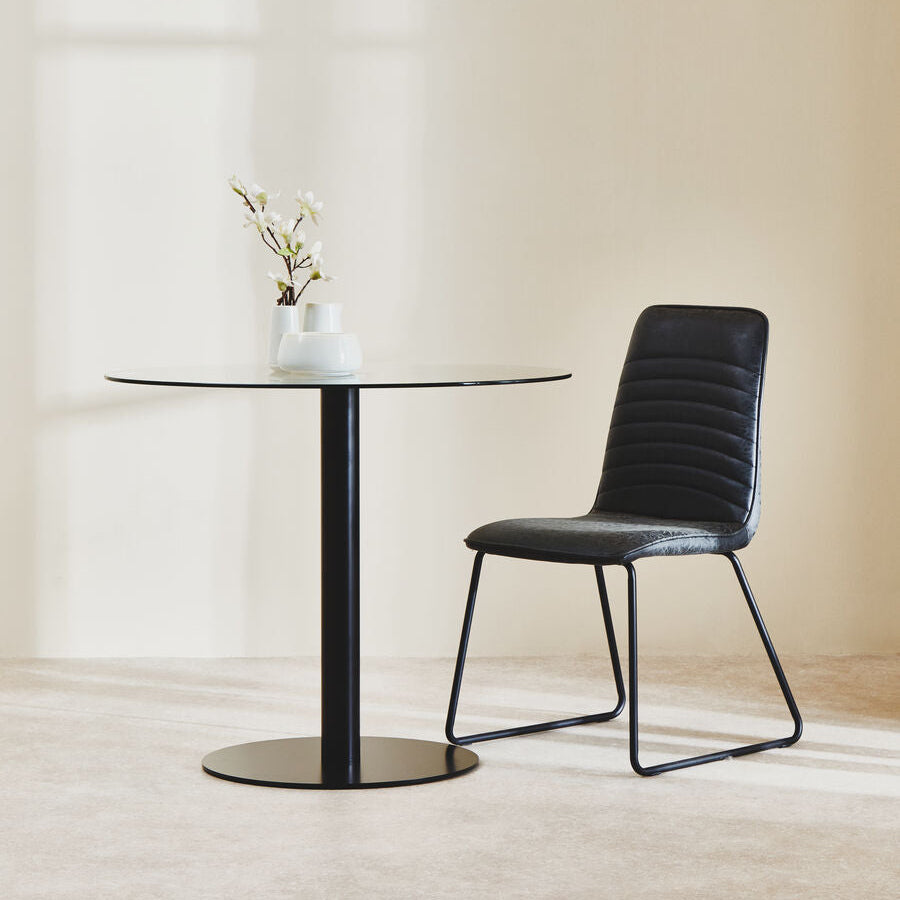 New Foundry Black Leather Effect Dining Chair