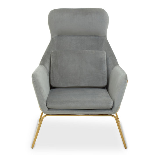 Stockholm Grey Velvet High Back Armchair