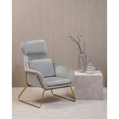Stockholm Grey Velvet High Back Armchair
