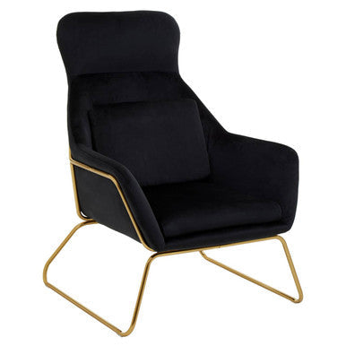 Stockholm Black Velvet High Back Armchair