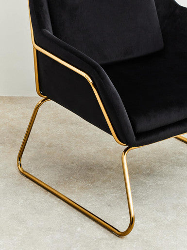 Stockholm Black Velvet High Back Armchair