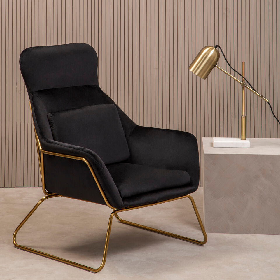 Stockholm Black Velvet High Back Armchair